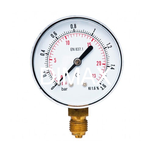 ΜΑΝΟΜΕΤΡΟ ΑΠΛΑ Φ 63mm ΚΑΤΩ ΒΑΣΗ 1/4 0 – 12 Bar