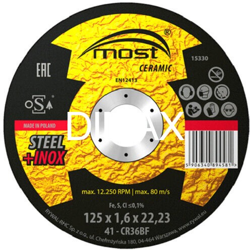 ΔΙΣΚΟΣ ΚΟΠΗΣ MOST CERAMIC STEEL + INOX 125*1,6*22
