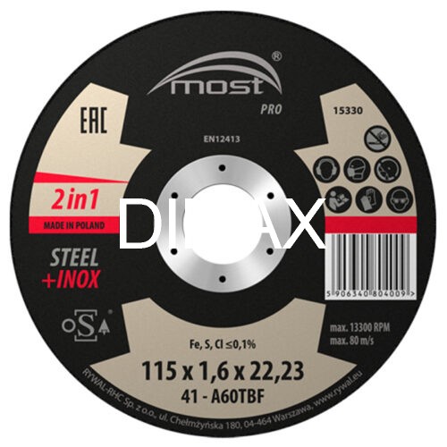 ΔΙΣΚΟΣ ΚΟΠΗΣ MOST PRO STEEL + INOX 115*1,6*23