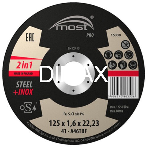 ΔΙΣΚΟΣ ΚΟΠΗΣ MOST PRO STEEL + INOX 125*1,6*22